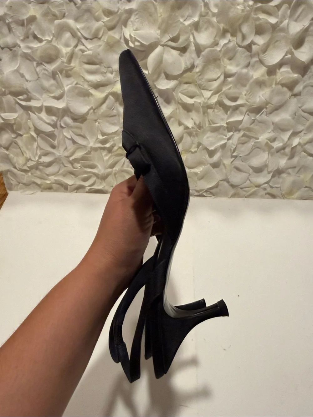 Ann Taylor Black Pointed-Toe Slingback Heels - Picture 3 of 4